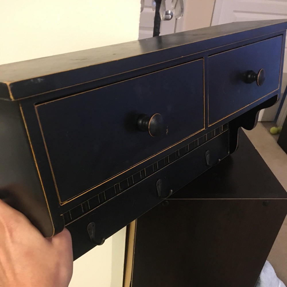Black wood Key holder with drawers